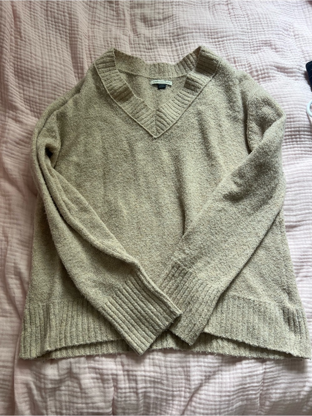 American eagle fluffy v-neck sweater